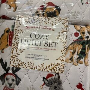 Cozy Quilt queen Set with Dog Print